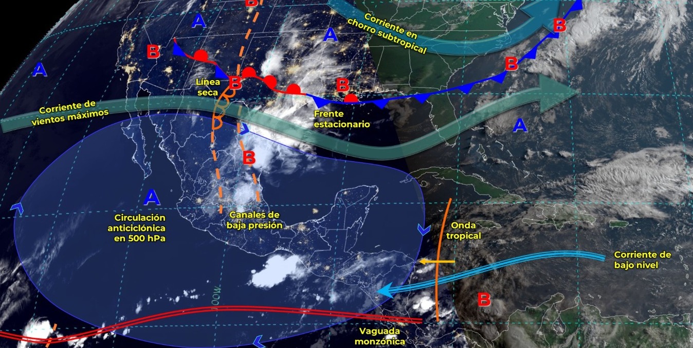 Se mantendrá la tercera onda de calor de la temporada sobre la República Mexicana, con temperaturas superiores a los 45 °C en 16 estados.