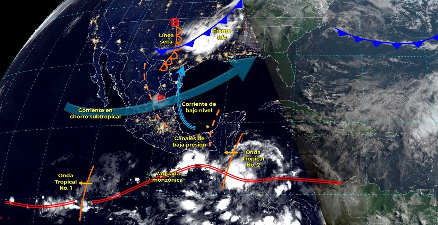 Continuará ambiente caluroso a extremadamente caluroso, sobre gran parte de la República Mexicana, pronosticándose temperaturas superiores a los 40° C en 26 entidades del país.