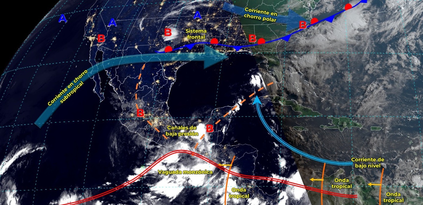 SE PRONOSTICAN LLUVIAS PUNTUALES INTENSAS EN CHIAPAS, CAMPECHE, YUCATÁN Y QUINTANA ROO.