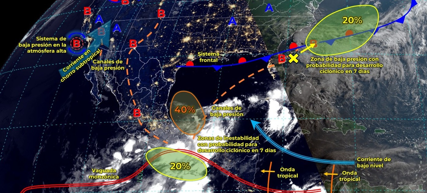 PERSISTIRÁ EL TEMPORAL DE LLUVIAS EN EL SURESTE MEXICANO Y EN LA PENÍNSULA DE YUCATÁN.