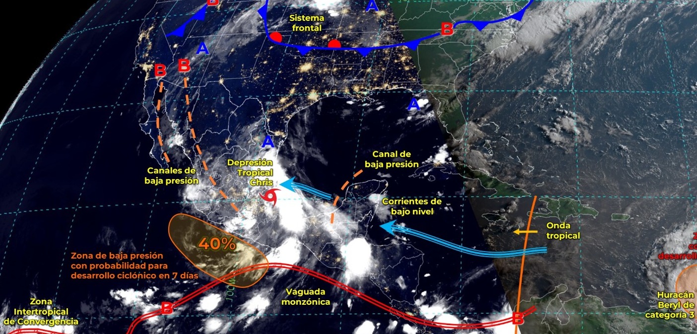 Este día se esperan lluvias puntuales fuertes en Tabasco.