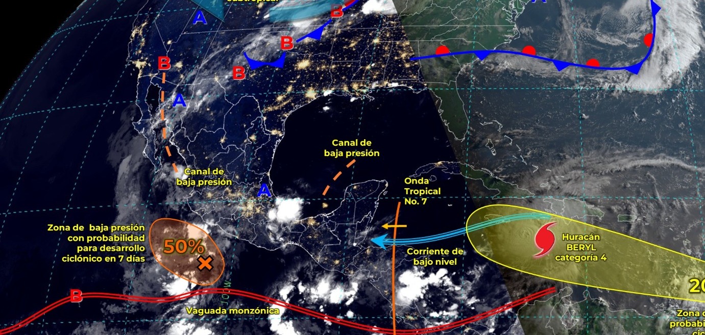 Se esperan hoy, lluvias puntuales fuertes en Tabasco.