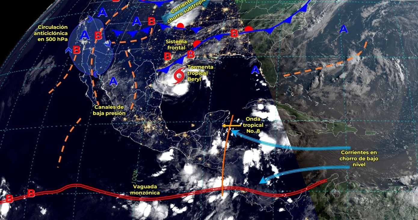 SE ESPERAN INTERVALOS DE CHUBASCOS CON LLUVIAS PUNTUALESFUERTES EN TABASCO.