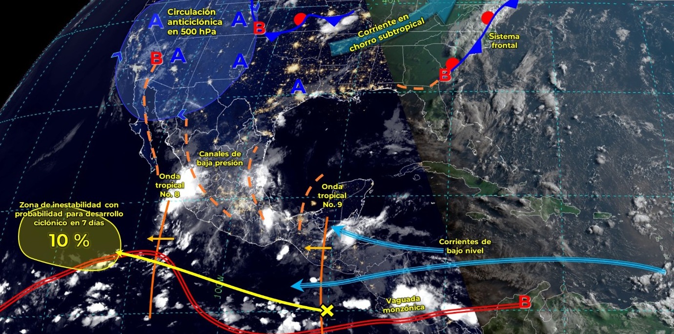 SE ESPERAN INTERVALOS DE CHUBASCOS CON LLUVIAS PUNTUALES FUERTES PARA TABASCO.