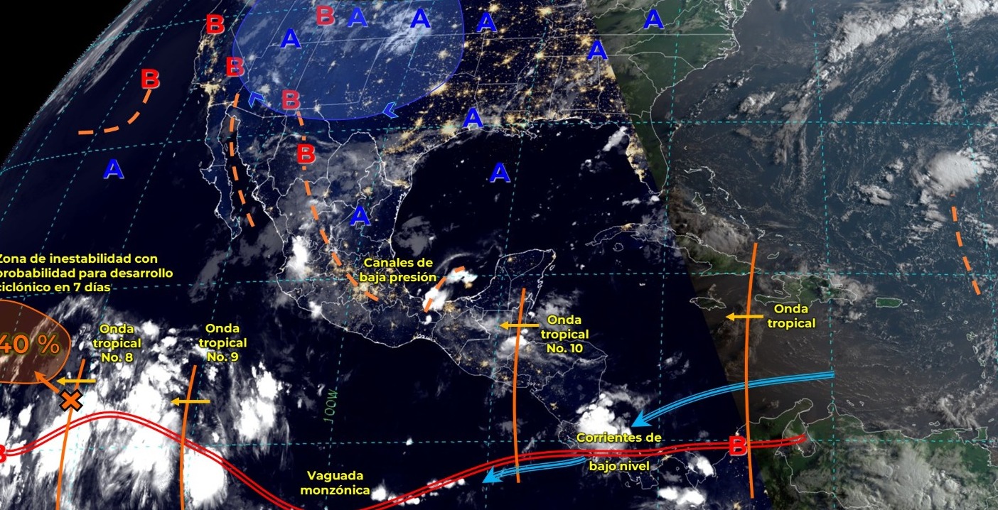 SE PREVÉN LLUVIAS PUNTUALES MUY FUERTES EN EL NOROESTE, NORTE, OCCIDENTE, SUR Y SURESTE DEL PAÍS.