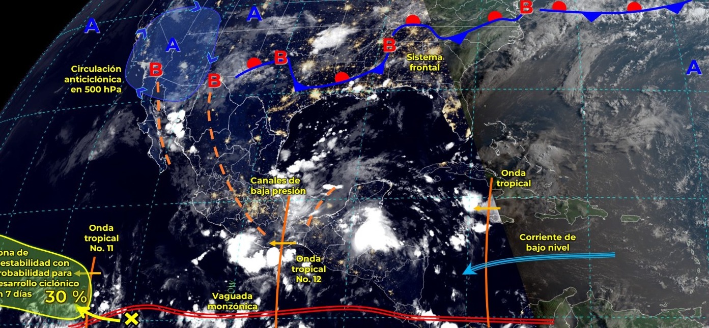 SE ESPERAN LLUVIAS PUNTUALES MUY FUERTES EN TABASCO.