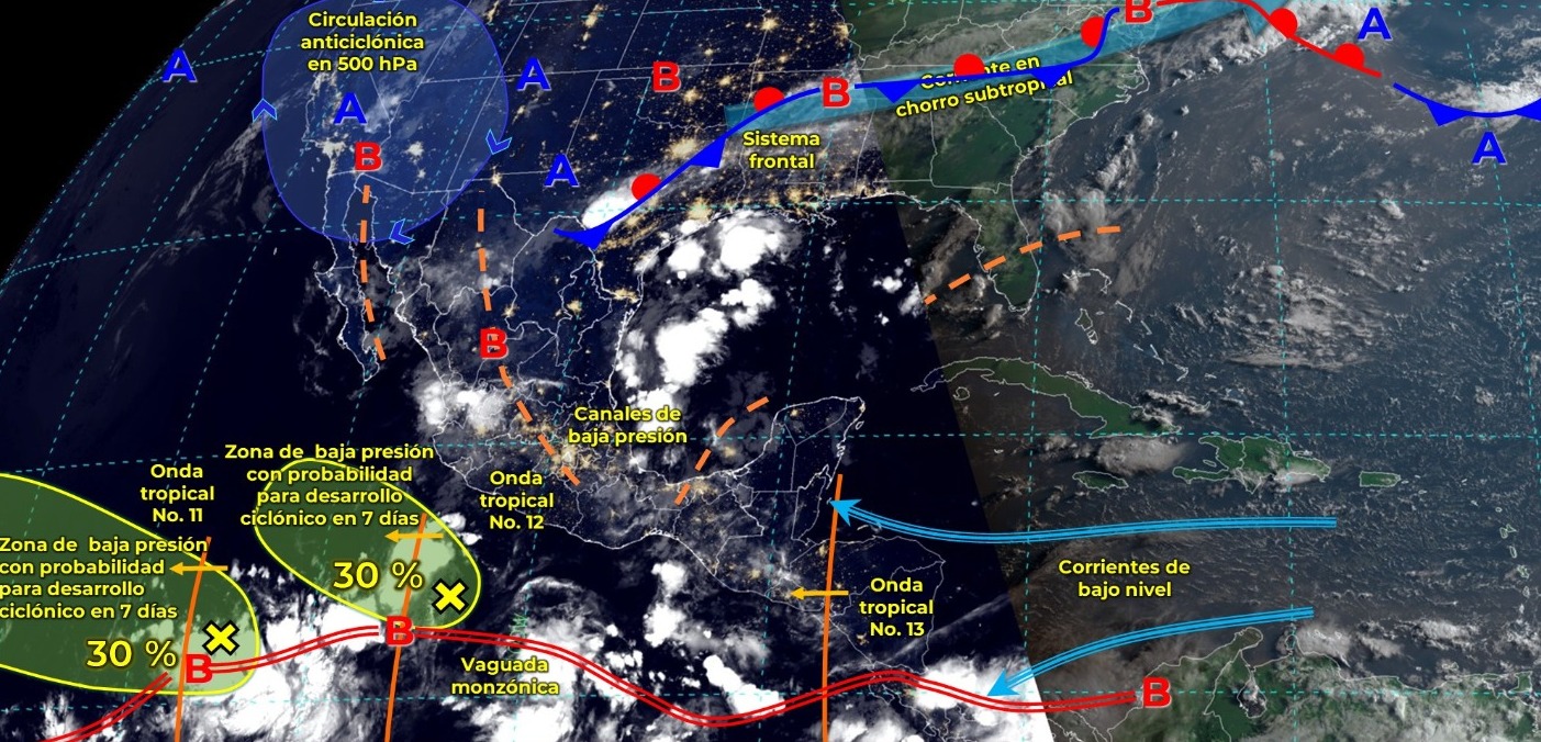 SE ESPERAN LLUVIAS PUNTUALES FUERTES EN TABASCO.