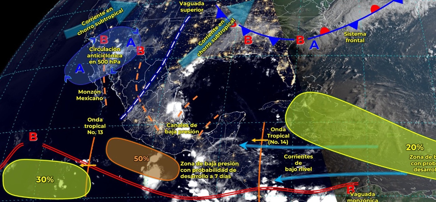 SE ESPERAN LLUVIAS PUNTUALES FUERTES EN TABASCO.
