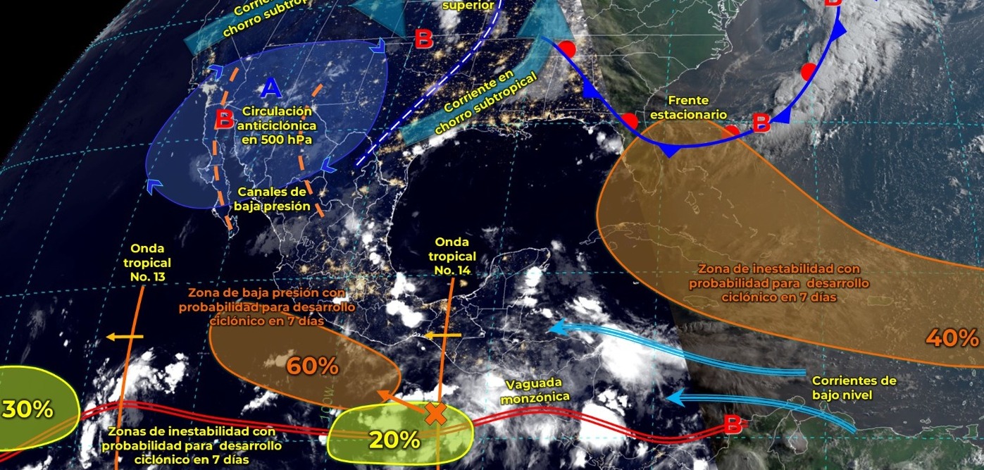 SE ESPERAN LLUVIAS PUNTUALES MUY FUERTES EN TABASCO.