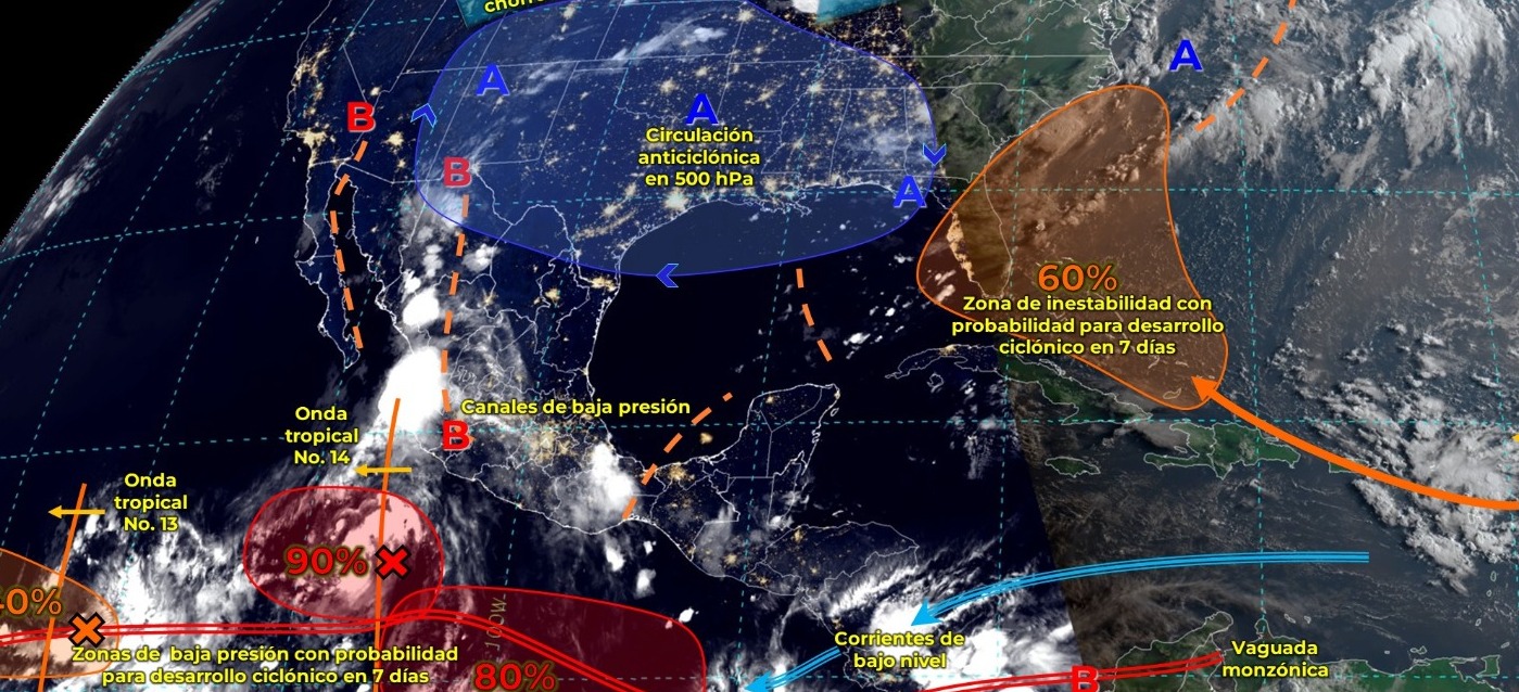 SE ESPERAN LLUVIAS PUNTUALES FUERTES EN TABASCO.