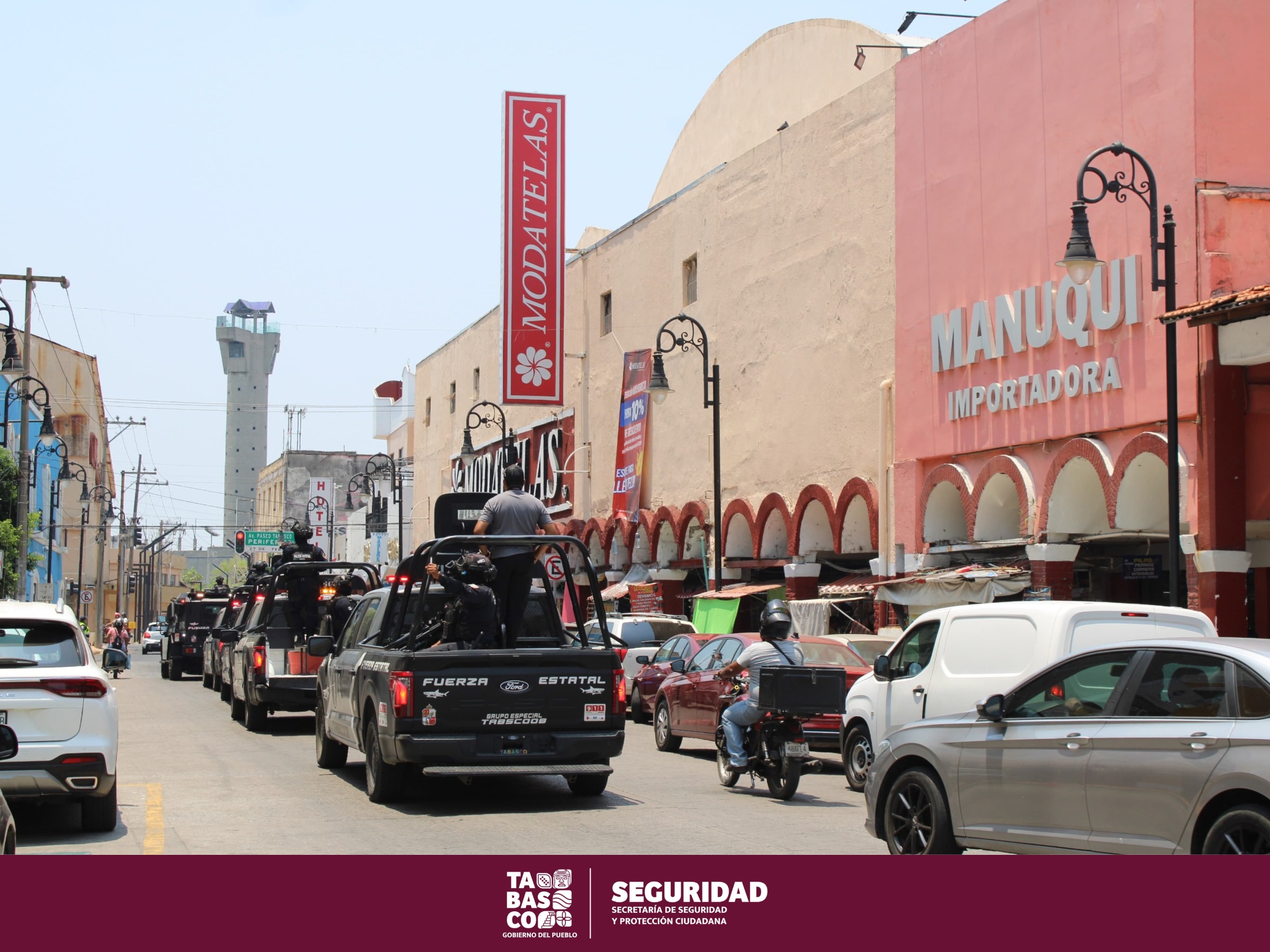 Refuerza SSPC acciones de seguridad del Grupo Tabscoob para mantener la tranquilidad y paz de familias de la capital tabasqueña.