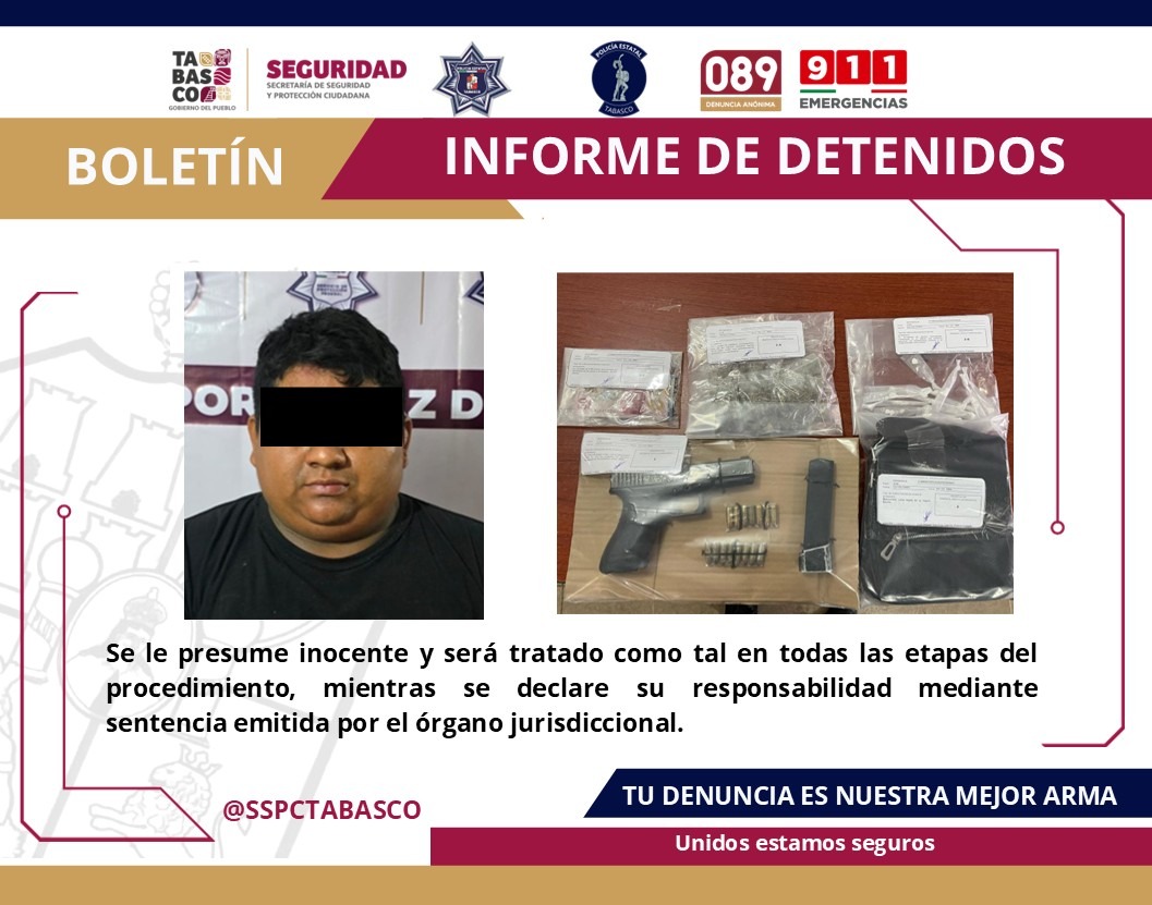 Detiene la FIRT Olmeca a masculino en flagrancia por diversos delitos.