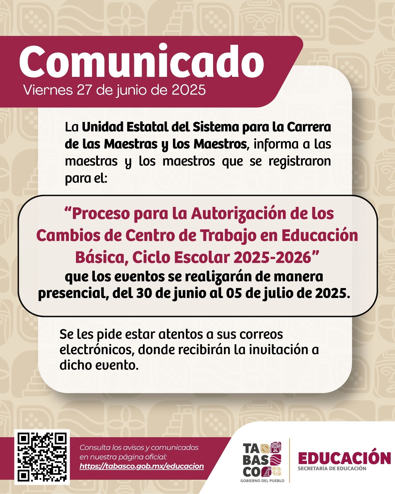 La SETAB garantizará un proceso de cambios de adscripción equitativo y transparente, conforme al decreto presidencial.
