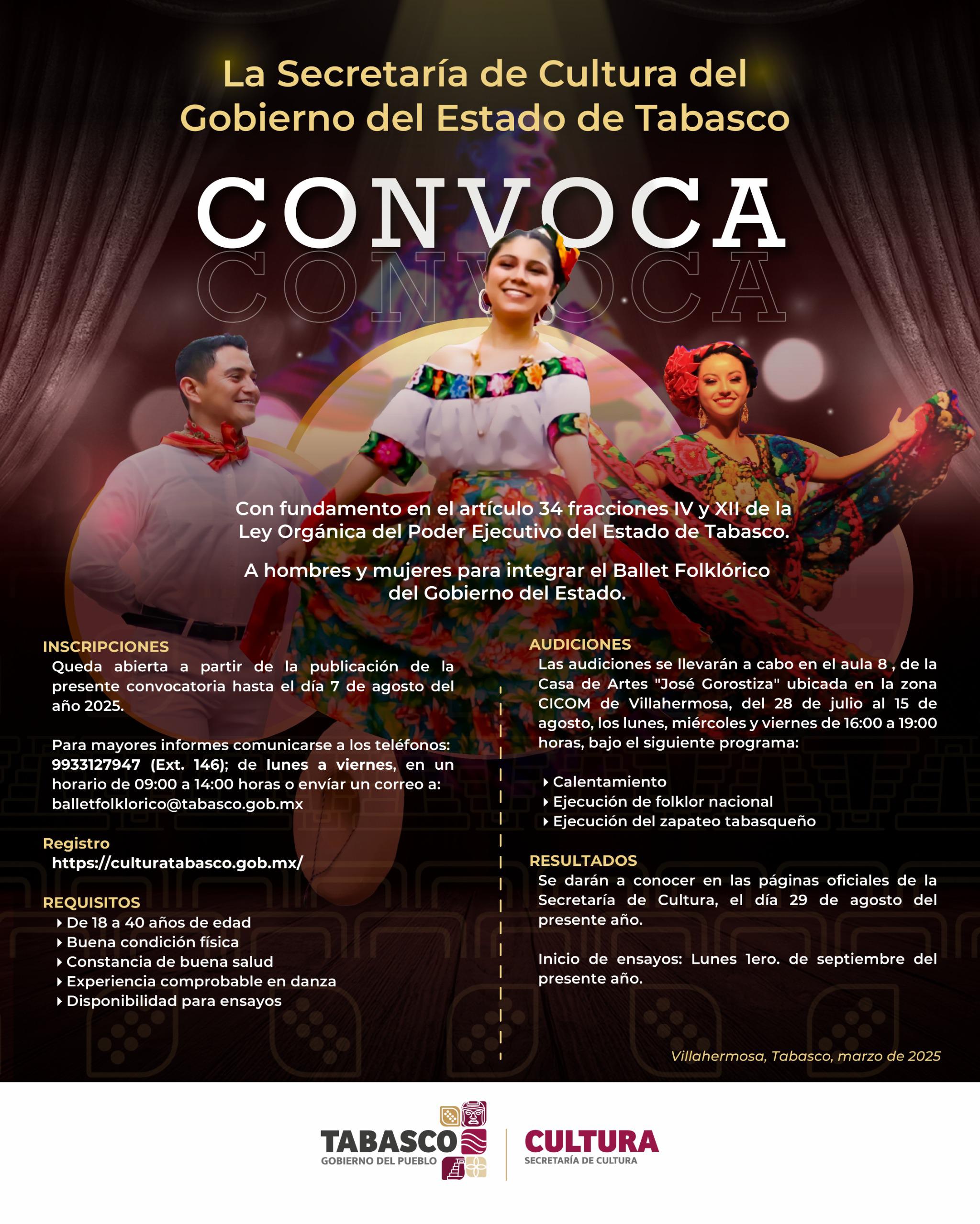 Regresa el Ballet Folklórico del Gobierno del Estado; la Secretaría de Cultura pública la convocatoria.