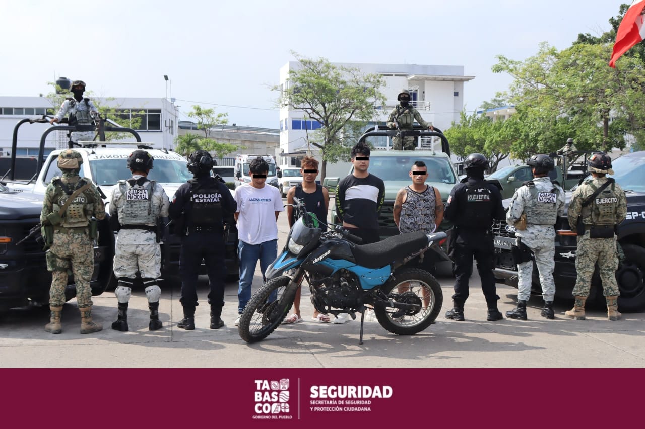 Detiene FIRT Olmeca a 4 masculinos por delitos contra la salud y probable participación en cobro de piso.