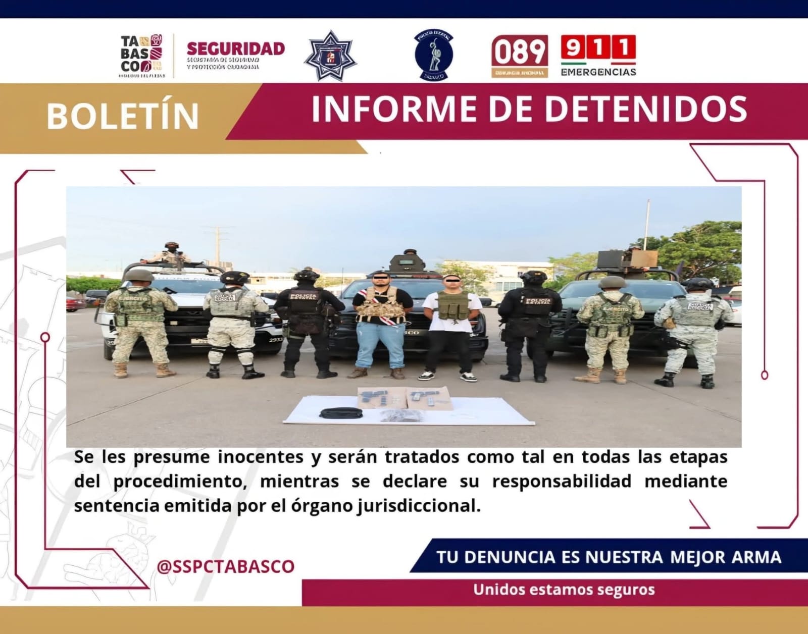 Detiene SSPC a dos masculinos con drogas y recupera vehículo.