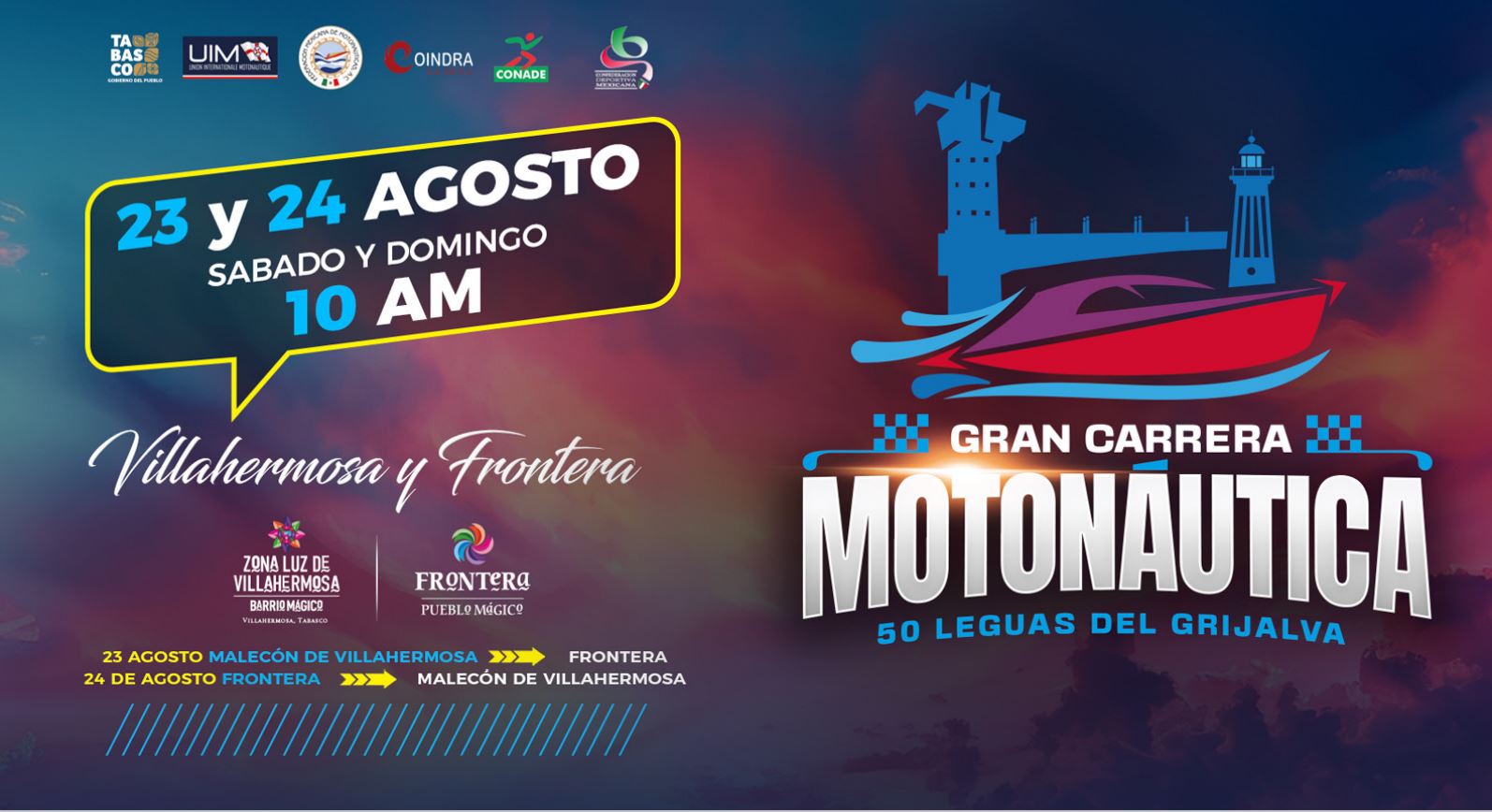 Vuelve la Gran Carrera Motonáutica 50 Leguas del Grijalva, posicionando a Tabasco como destino de aventura y desarrollo a nivel nacional.