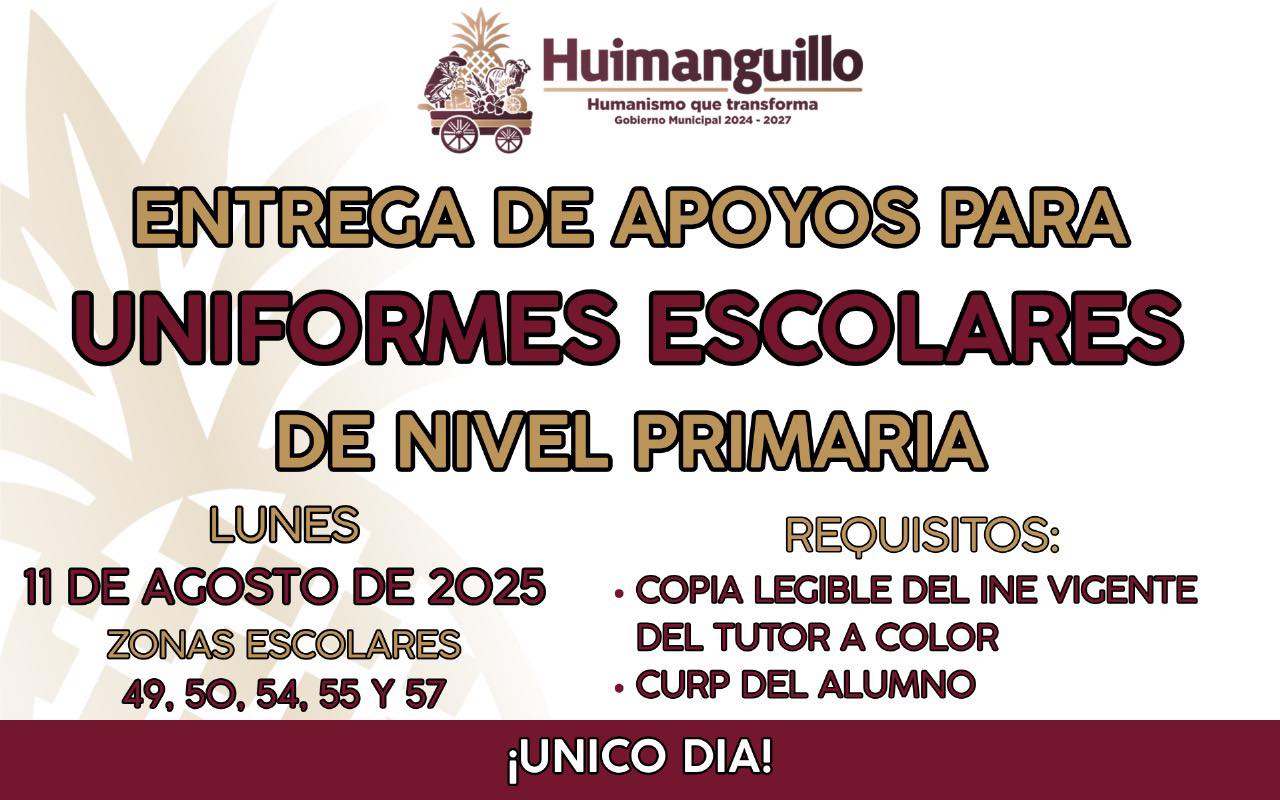 GOBIERNO DE HUIMANGUILLO CONTINUARÁ CON LA ENTREGA DE UNIFORMES ESCOLARES.