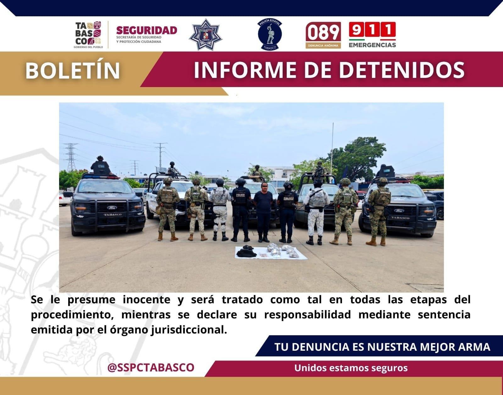 SSPC y FIRT Olmeca detienen a policía activo por delitos contra la salud.