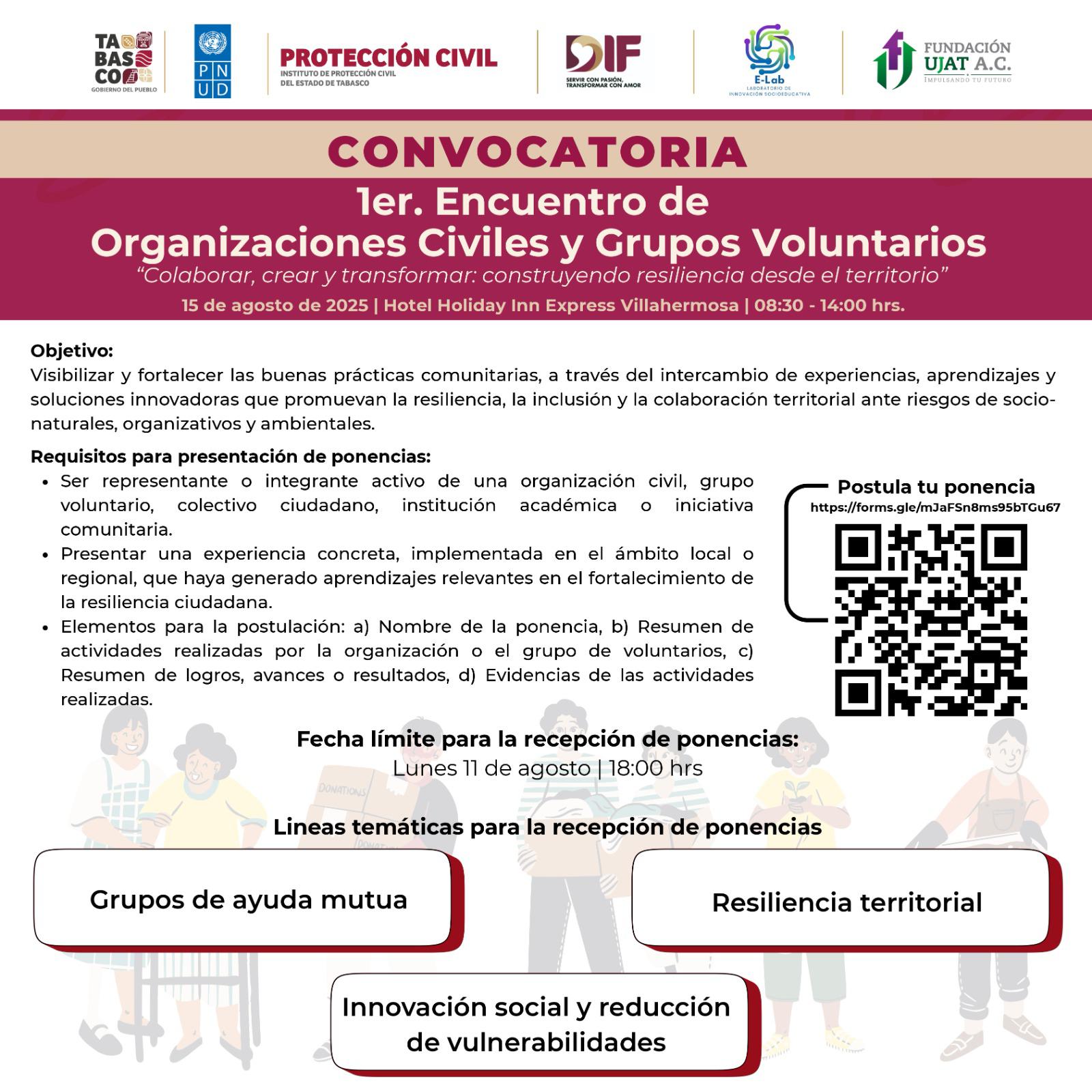 Lanzan IPCET, COPLADET y PNUD, convocatoria para el 1er. Encuentro de Organizaciones Civiles y Grupos Voluntarios.