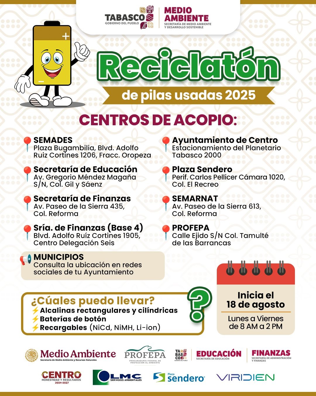 Este lunes inicia ‘Reciclatón de Pilas Usadas 2025’; participa y ayuda a prevenir la contaminación del medio ambiente.