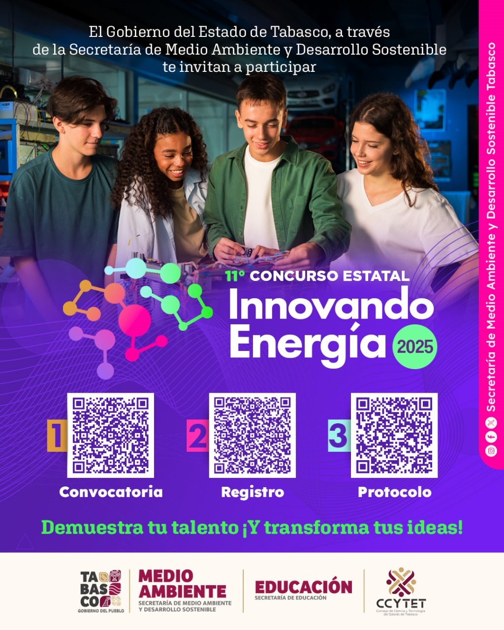 Gobierno de Tabasco lanza Convocatoria para el 11° Concurso Estatal «Innovando Energía 2025».