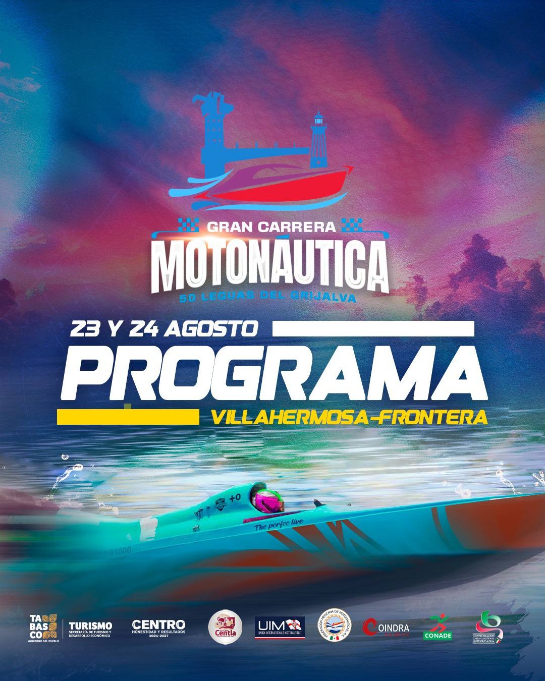 Todo listo para el arranque de la Gran Carrera Motonáutica ‘50 Leguas del Grijalva’; Gobierno del Estado impulsa la promoción turística y el fortalecimiento económico de Tabasco.