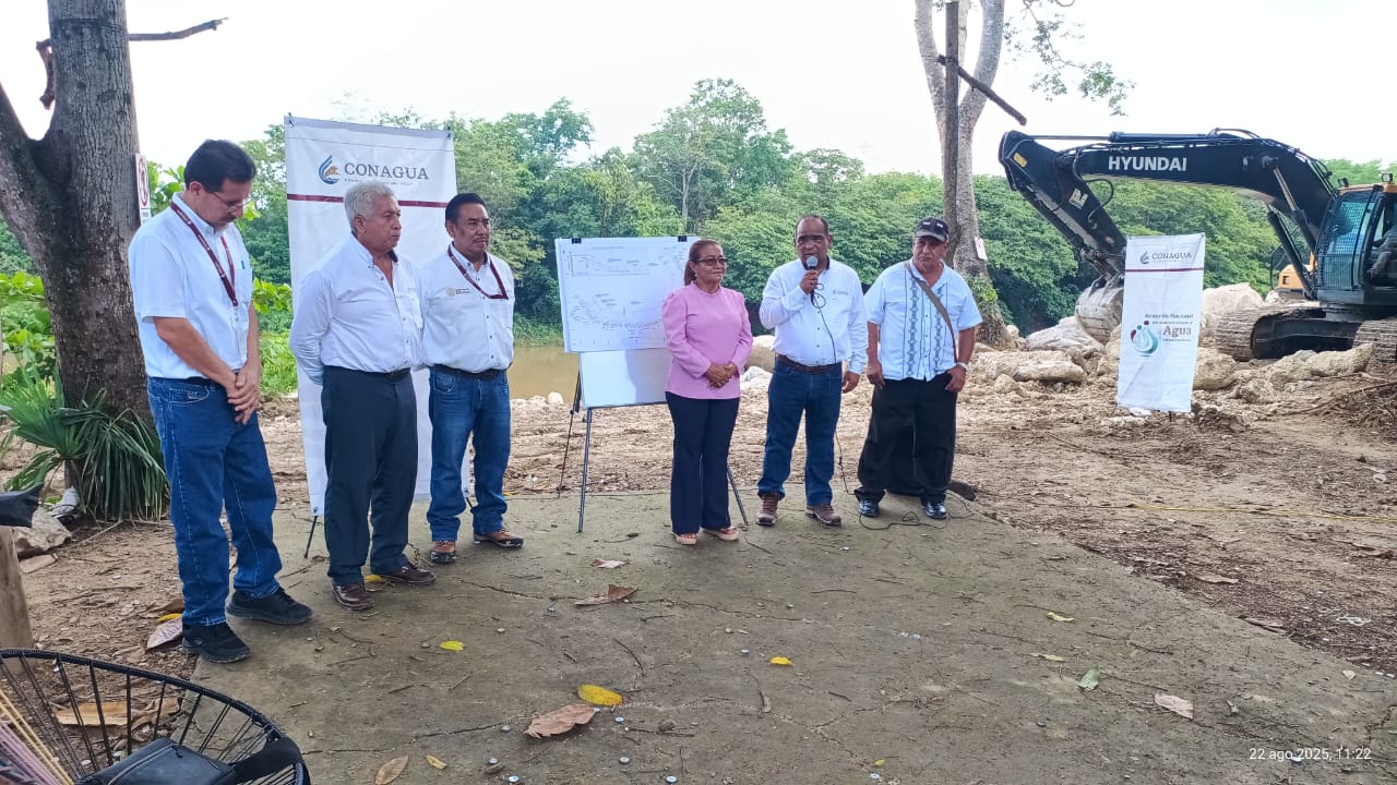 Arranca Conagua obras de protección en el río Puxcatán para frenar la erosión en Nicolás Bravo, Macuspana.