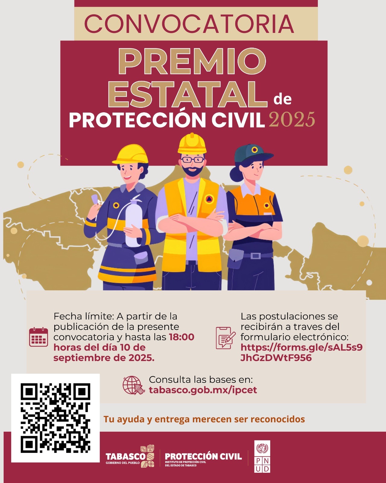 Convocan al Premio Estatal de Protección Civil 2025 para destacar proyectos y acciones que fortalecen la gestión del riesgo.