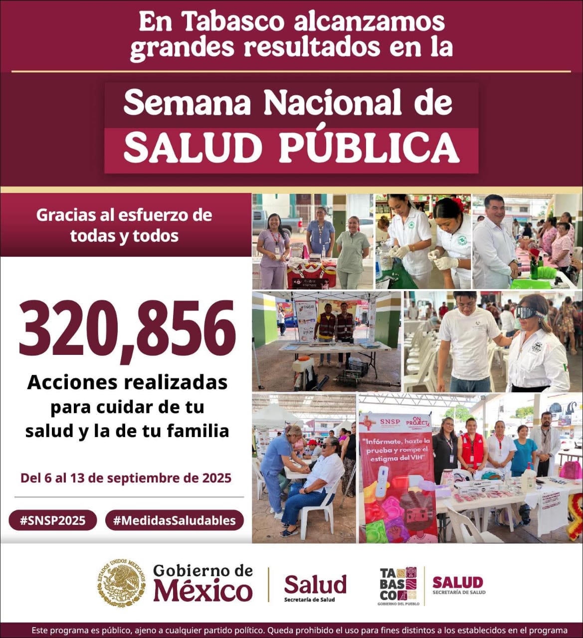 Realiza Tabasco con éxito 320 mil acciones durante la Semana Nacional de Salud.