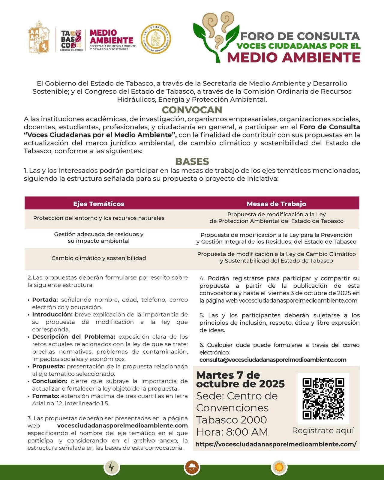 La Secretaría de Medio Ambiente y Desarrollo Sostenible convoca al Foro de Consulta “Voces Ciudadanas por el Medio Ambiente”.