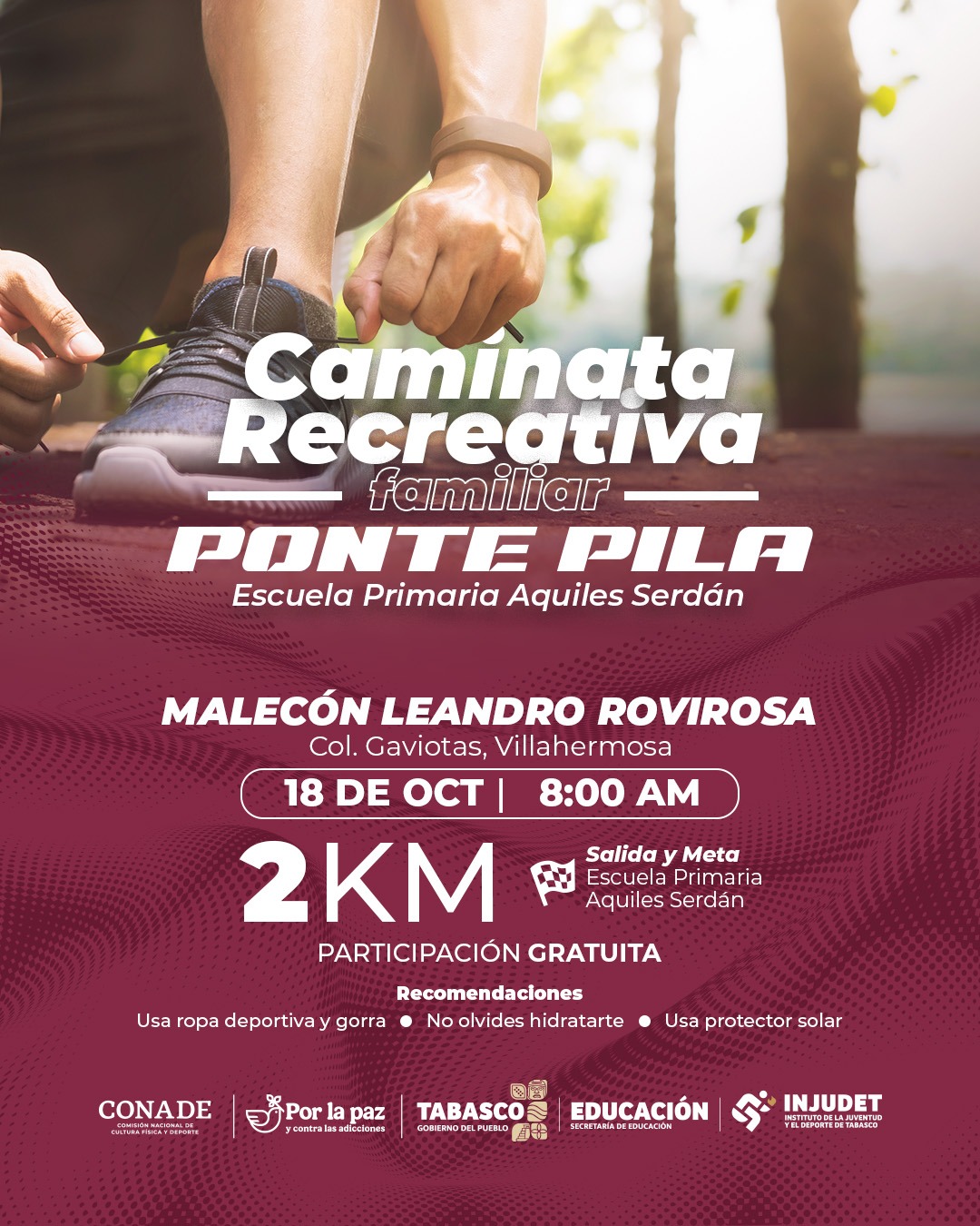 ¡Ponte Pila en caminata del INJUDET!