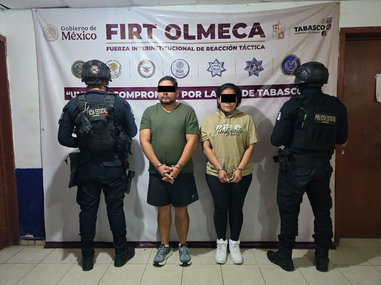 Continúa FIRT Olmeca con acciones para garantizar la paz en Tabasco; 55 detenidos en la última semana.