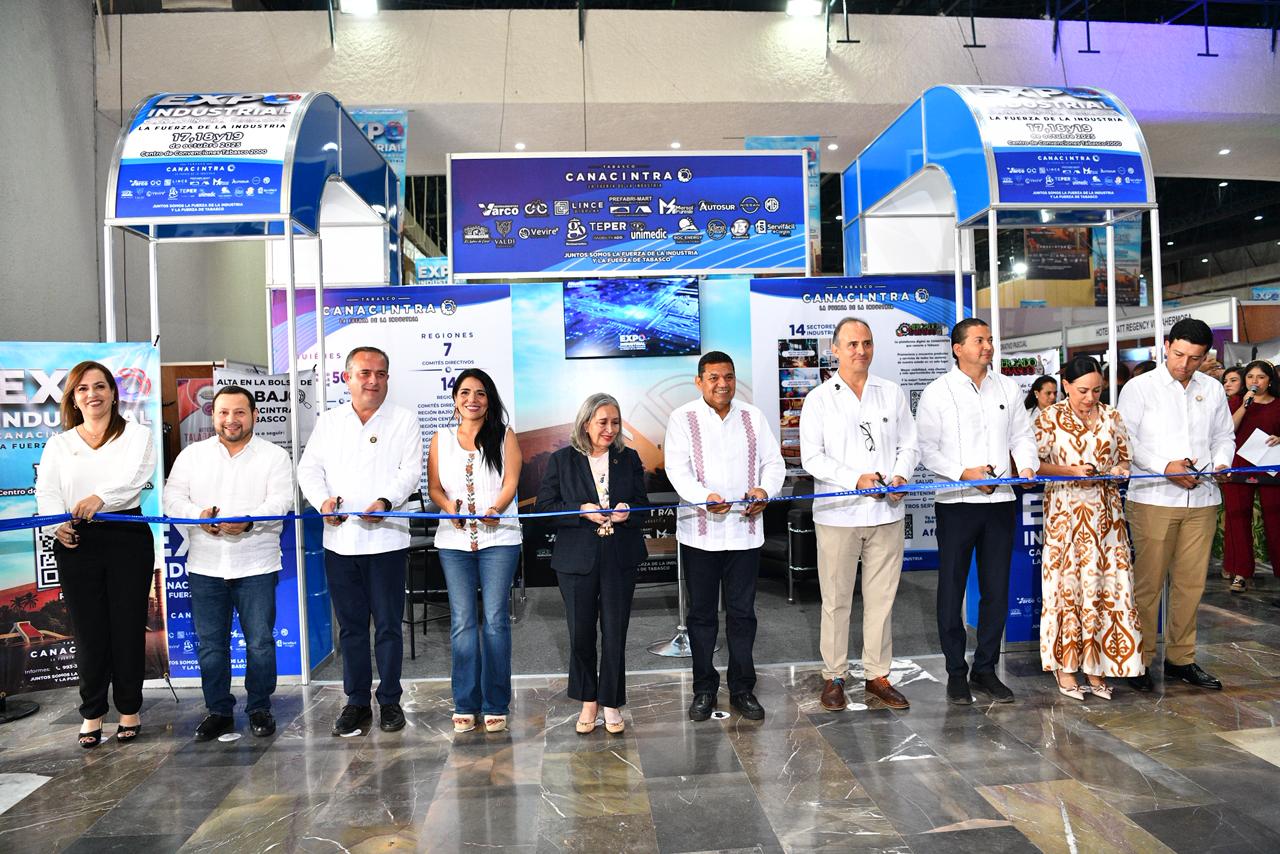 Refrenda Gobierno del Estado trabajo permanente con sector empresarial; inaugura Javier May XXI Expo Industrial Canacintra.