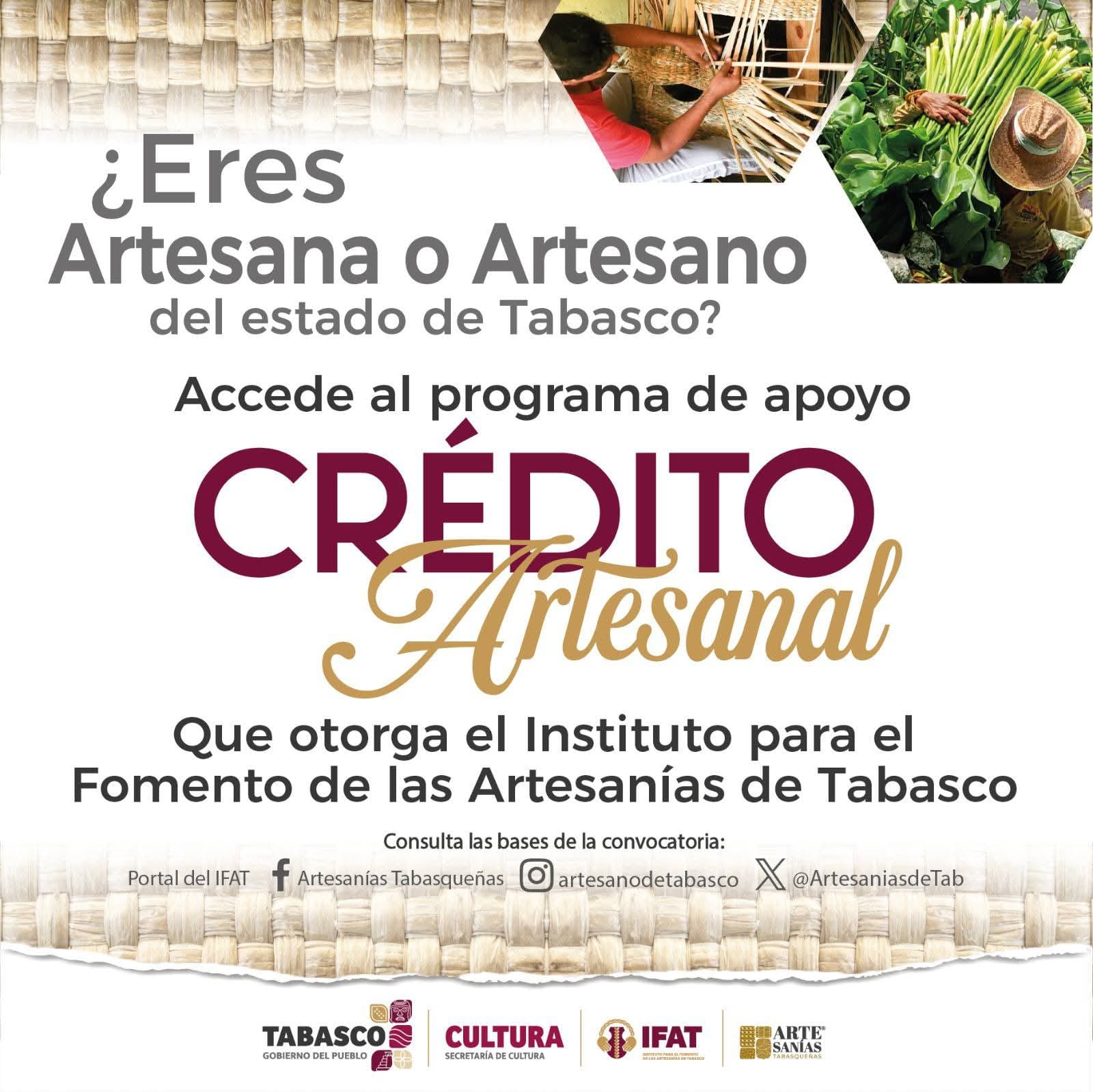 Gobierno del Estado a través de la Secretaría de Cultura y el IFAT anuncian apertura de convocatoria del Programa Crédito Artesanal.