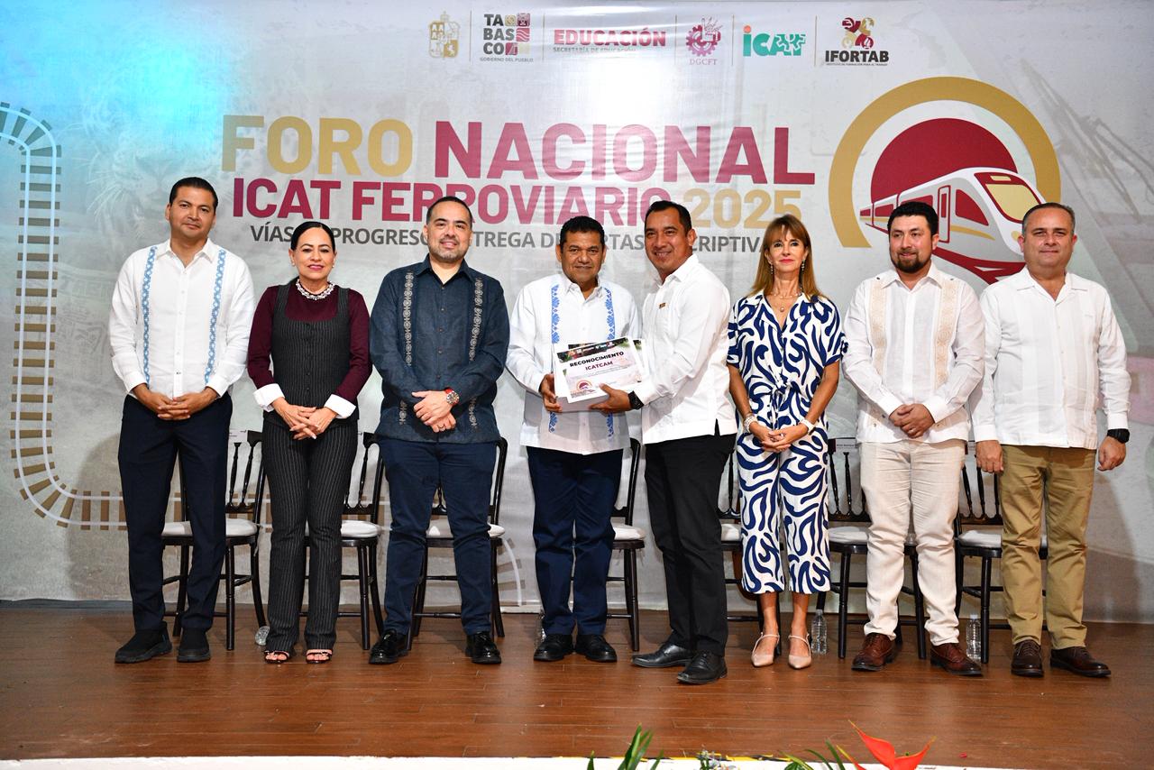 Tabasco reafirma compromiso con formación profesional acorde a nueva era de desarrollo, destaca Javier May al inaugurar Foro Nacional Ferroviario.