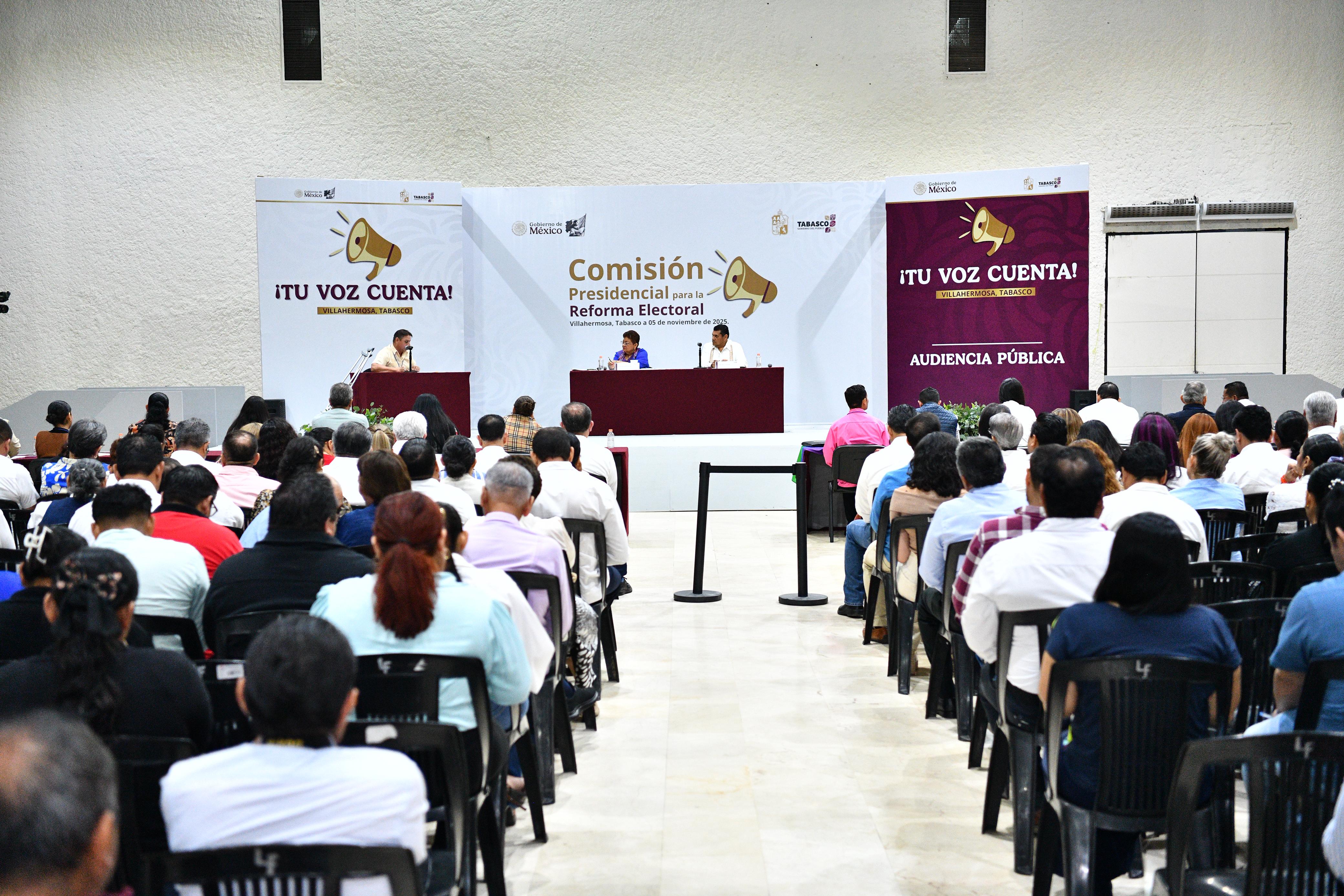 Con amplia participación ciudadana y propuestas diversas, Tabasco se suma al esfuerzo de la presidenta Claudia Sheinbaum para fortalecer el sistema democrático del país.