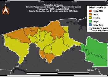 ELEVAN A ALERTA NARANJA POR LLUVIAS, VIENTOS Y OLEAJE DERIVADOS DEL FRENTE FRÍO NÚMERO 13.