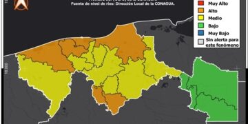 ELEVAN A ALERTA NARANJA POR LLUVIAS, VIENTOS Y OLEAJE DERIVADOS DEL FRENTE FRÍO NÚMERO 13.