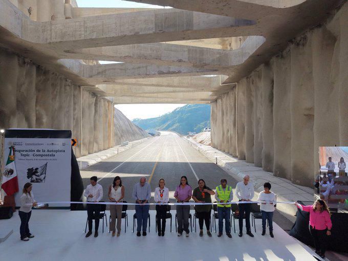 PRESIDENTA CLAUDIA SHEINBAUM INAUGURA AUTOPISTA TEPIC-COMPOSTELA EN BENEFICIO DE 490 MIL HABITANTES Y ANUNCIA AMPLIACIÓN HASTA SAN BLAS.