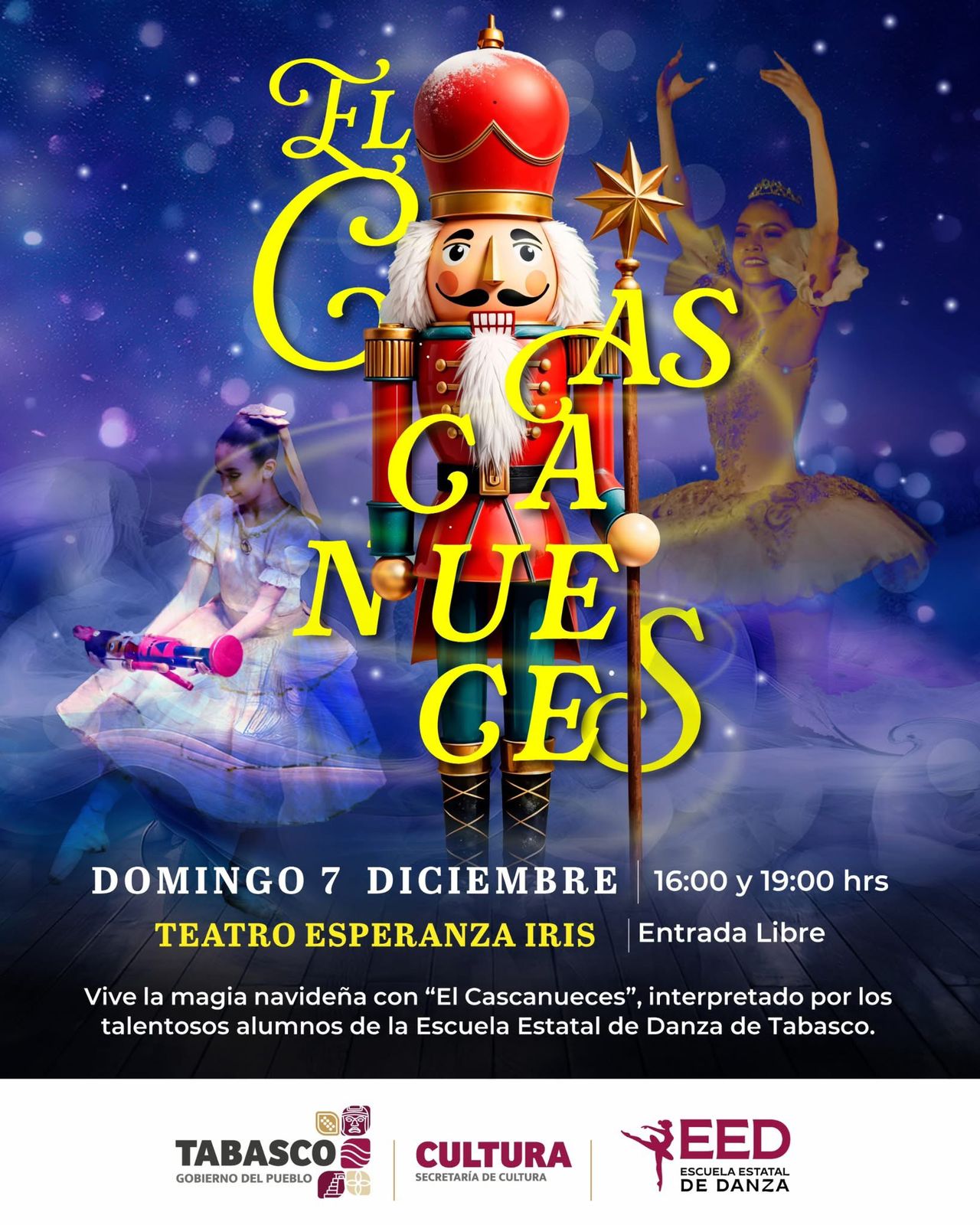 La magia de “El Cascanueces” iluminará el Teatro Esperanza Iris este 7 de diciembre.