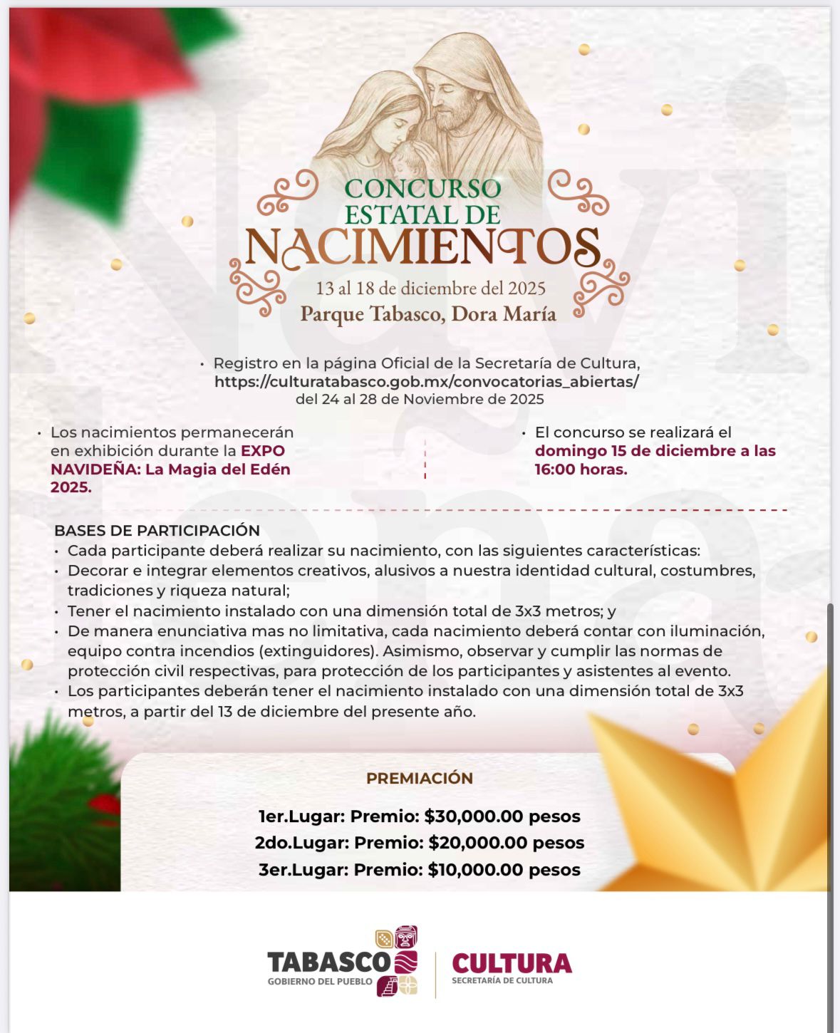 Convoca Gobierno a participar en los concursos de nacimientos navideños, coros y pastorelas como parte de las festividades decembrinas.