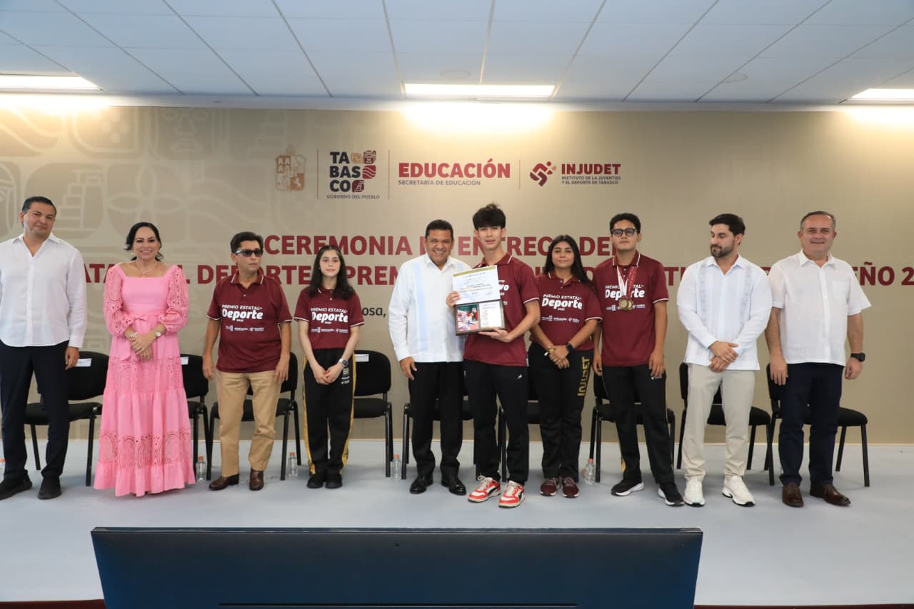 Entrega Javier May Premio Estatal del Deporte 2025; anuncia más becas de alto rendimiento y rescate de Palacio de los Deportes y Olimpia XXI.