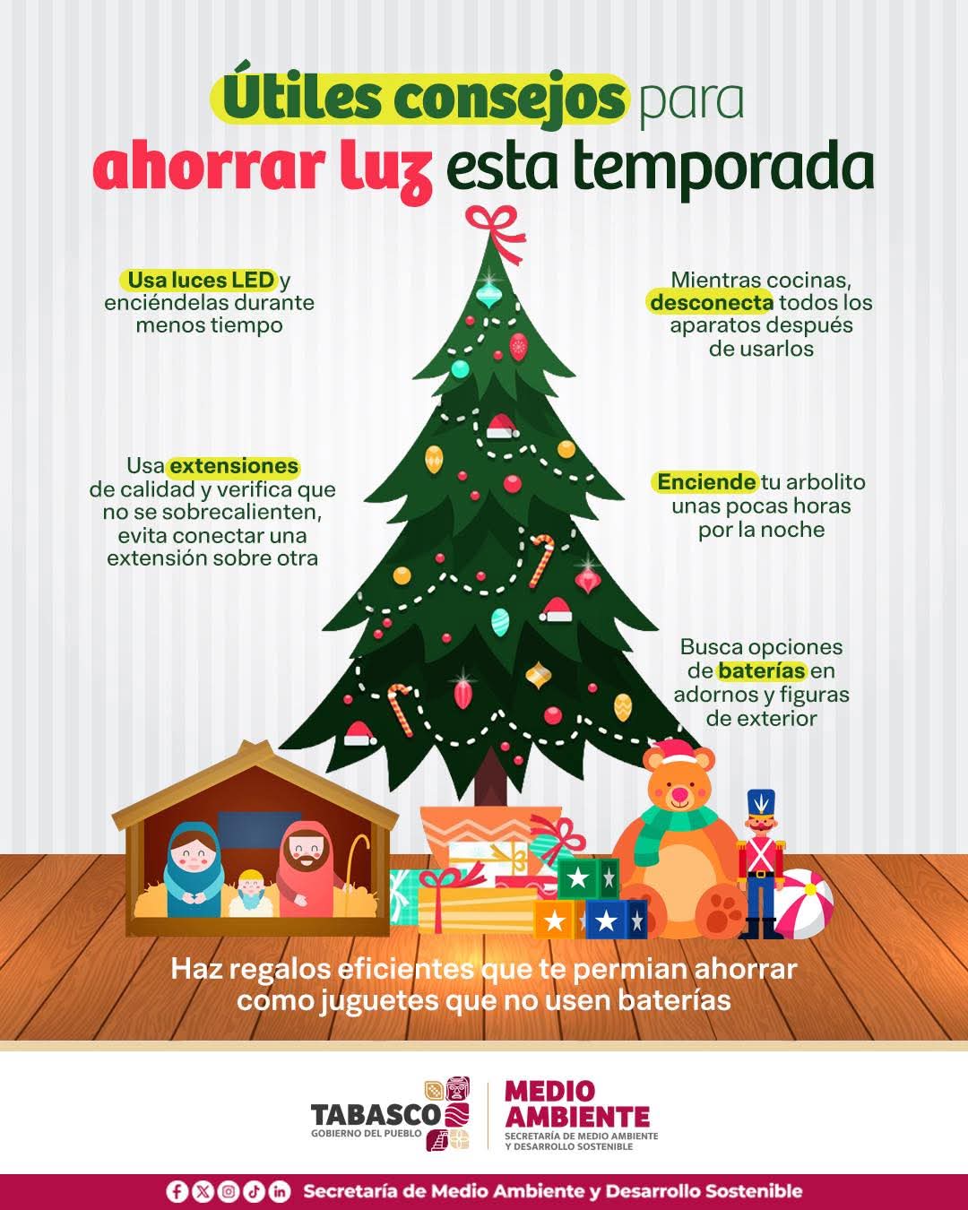 Promueve SEMADES temporada decembrina con perspectiva de uso eficiente de la energía.