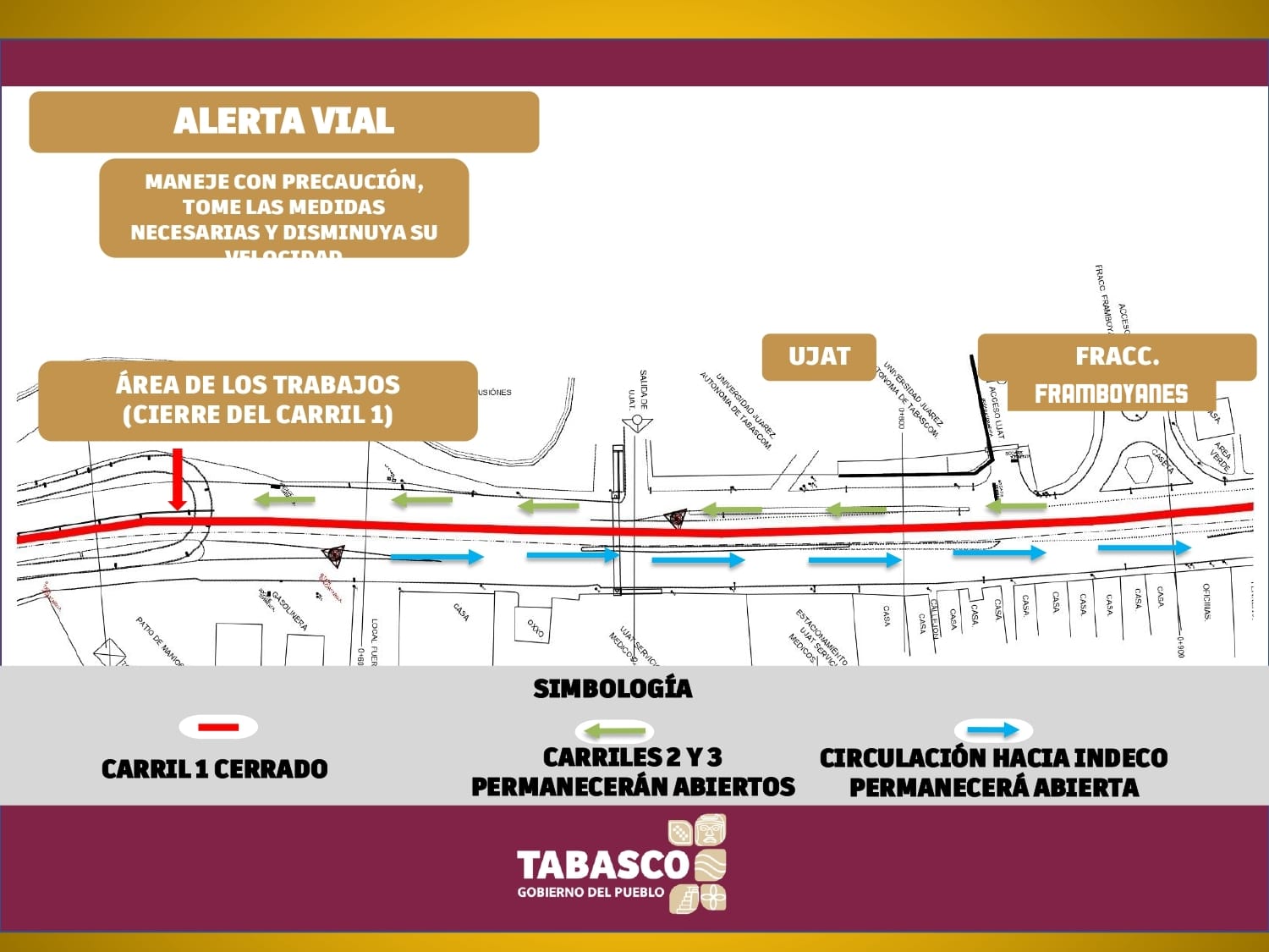 COMUNICADO DE CIERRE PARCIAL A LA CIRCULACIÓN VEHICULAR, POR OBRA DE LA SOTOP, EN AVENIDA UNIVERSIDAD.