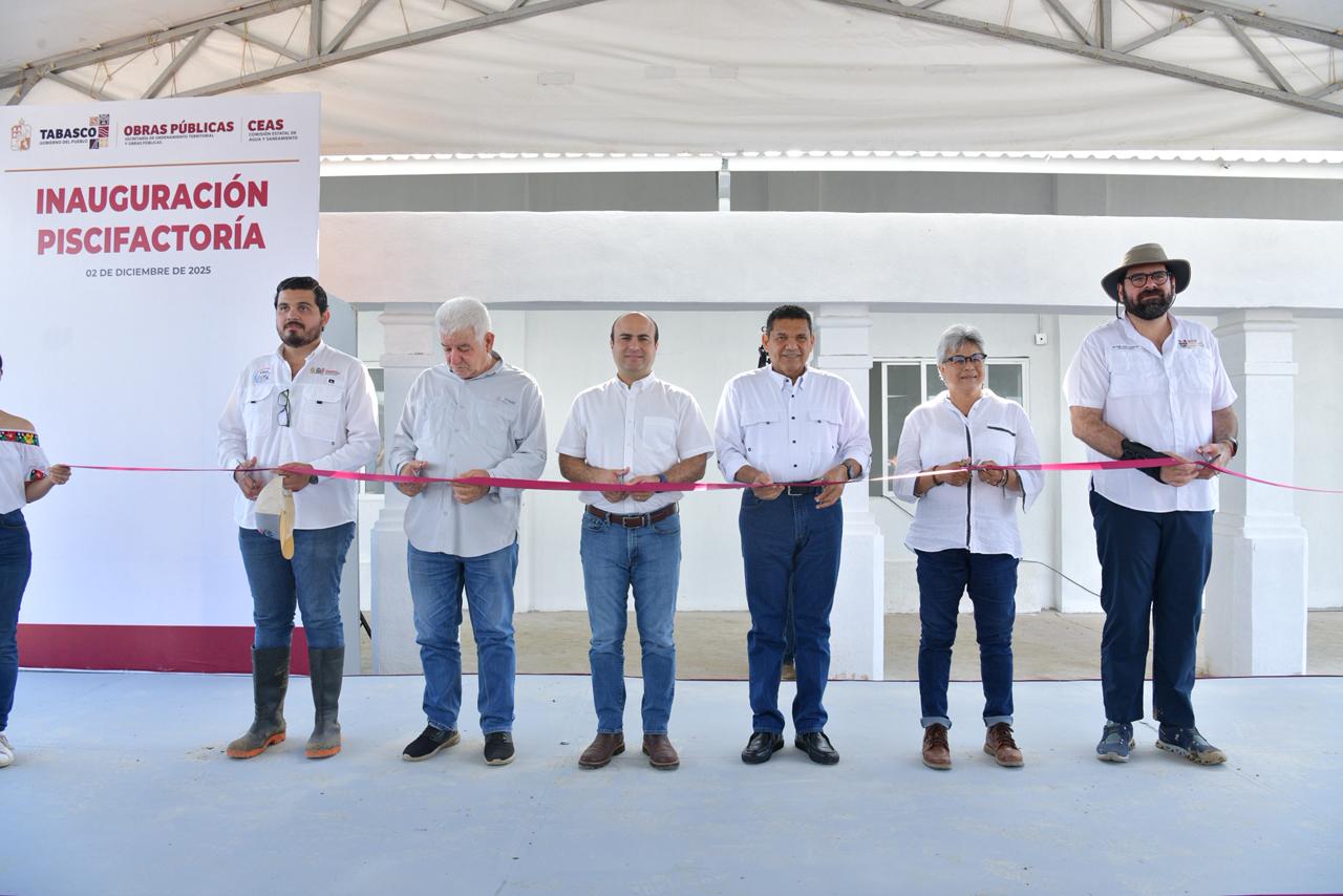 Gobierno del Estado pone en marcha la Piscifactoría de Teapa; el objetivo es que se convierta en la más grande del país, afirma Javier May al inaugurar la primera etapa de su rehabilitación.