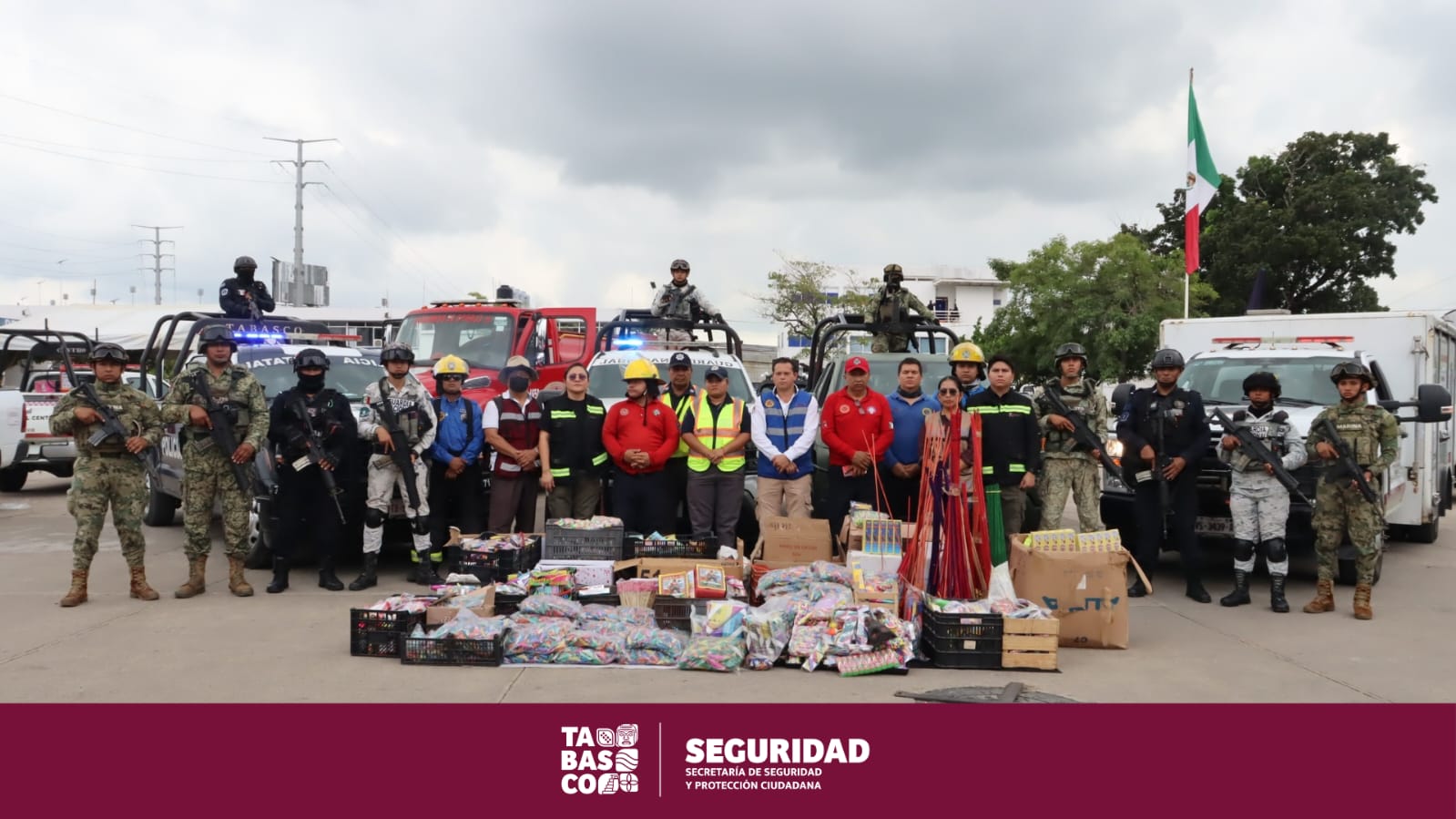 Con operativo interinstitucional, autoridades realizan decomiso de pirotecnia en Centro.