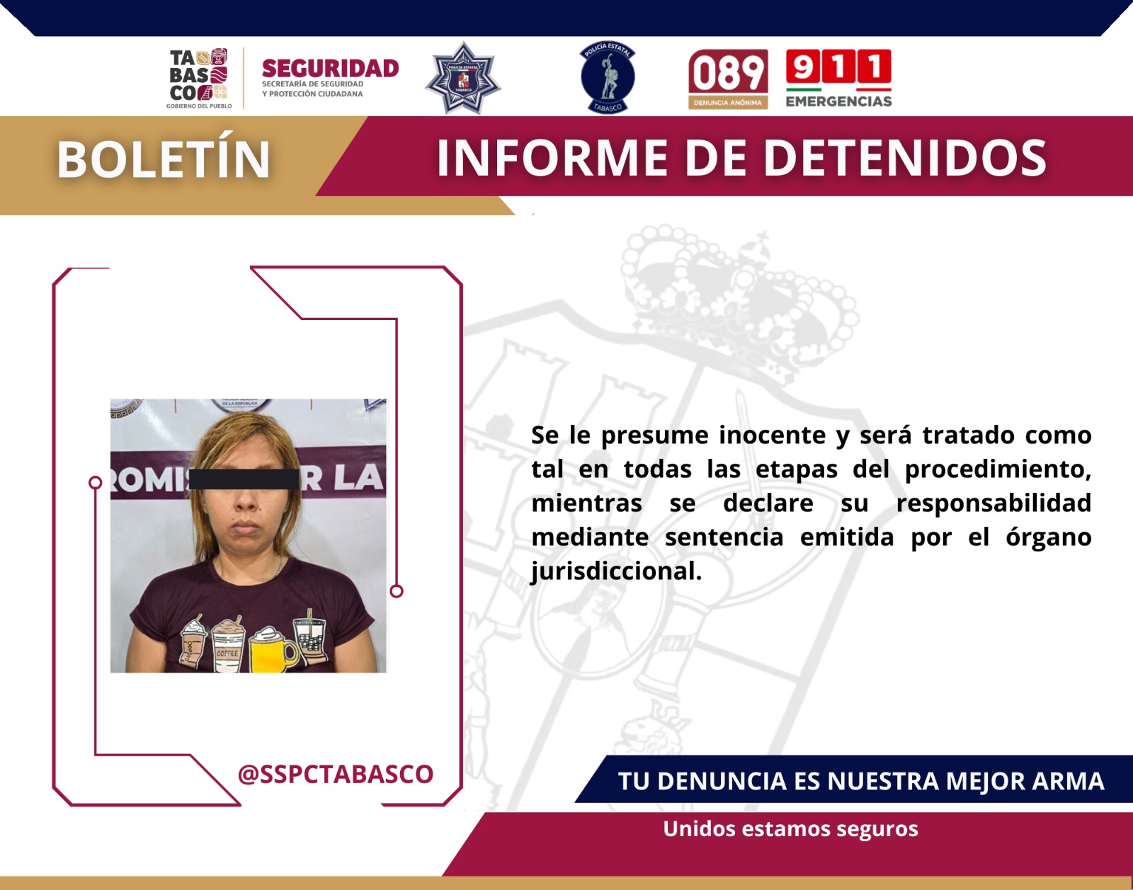 3 personas detenidas en Tamulté de las Barrancas por su probable participación en delitos contra la salud.