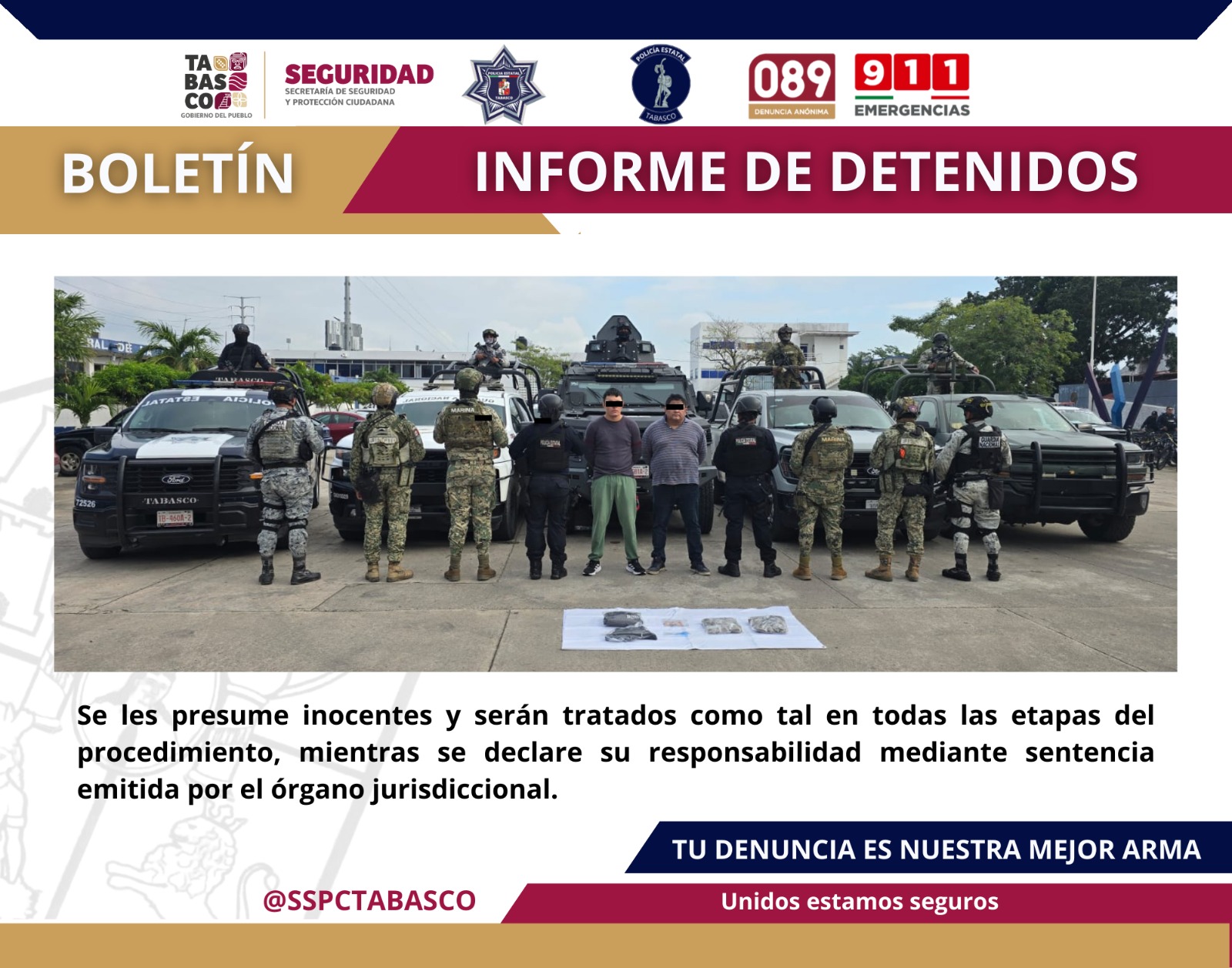 Detiene FIRT Olmeca a dos masculinos por presuntos delitos contra la salud.