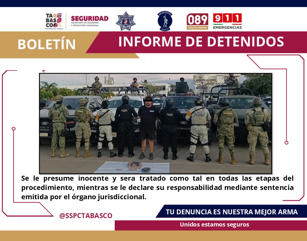 Un masculino detenido por la SSPC por delitos contra la Salud